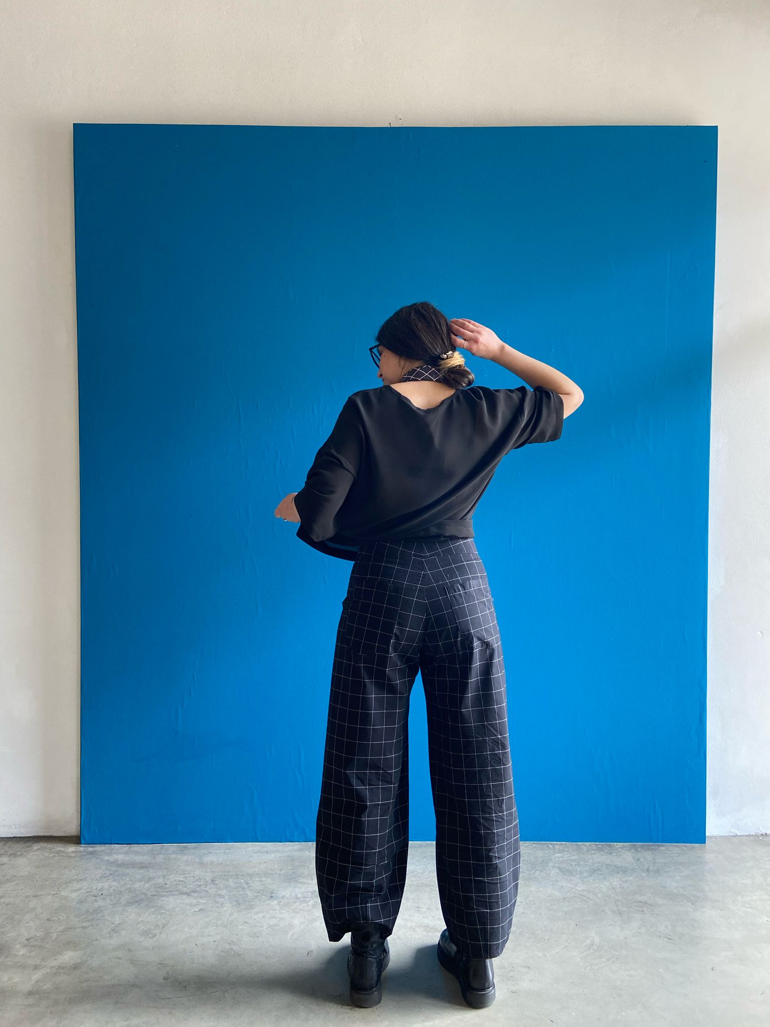 Pantalone Corniolo nero a quadri